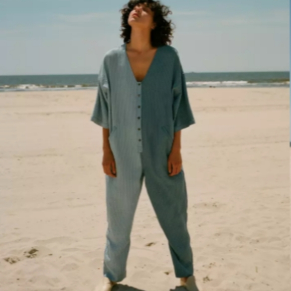 MARA HOFFMAN JOAN DENIM JUMPSUIT